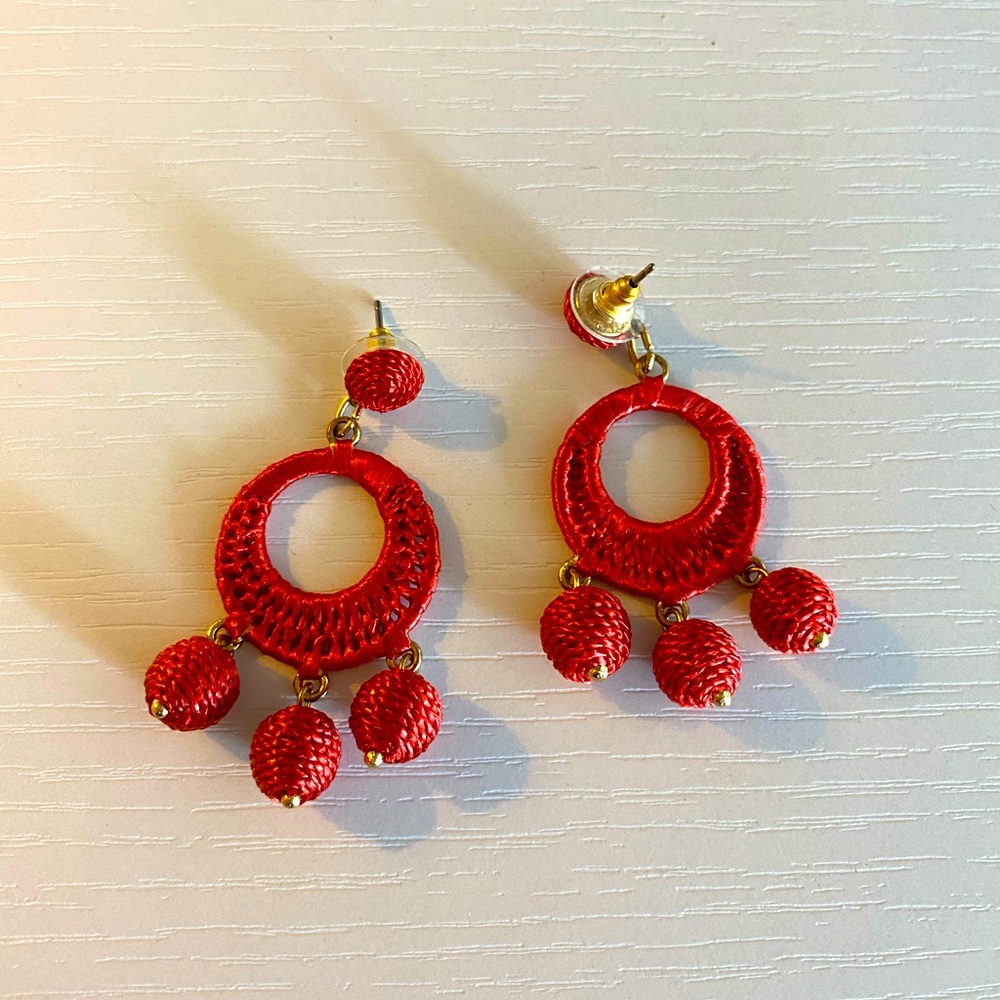 Coral woven earrings by j crew